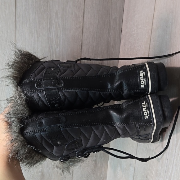 Sorel Women Tall Leather Tofino II Fur Faux Rubber Saltwater boots shoes sz 6 - Picture 7 of 14